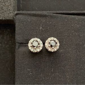 Black onyx with crystals stud earrings